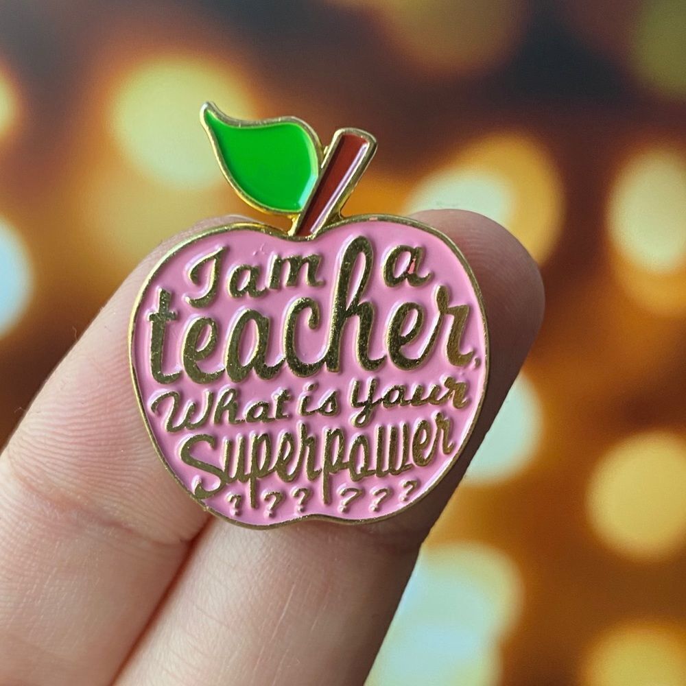 Teacher Pink Apple Enamel Pin/ Brooch
